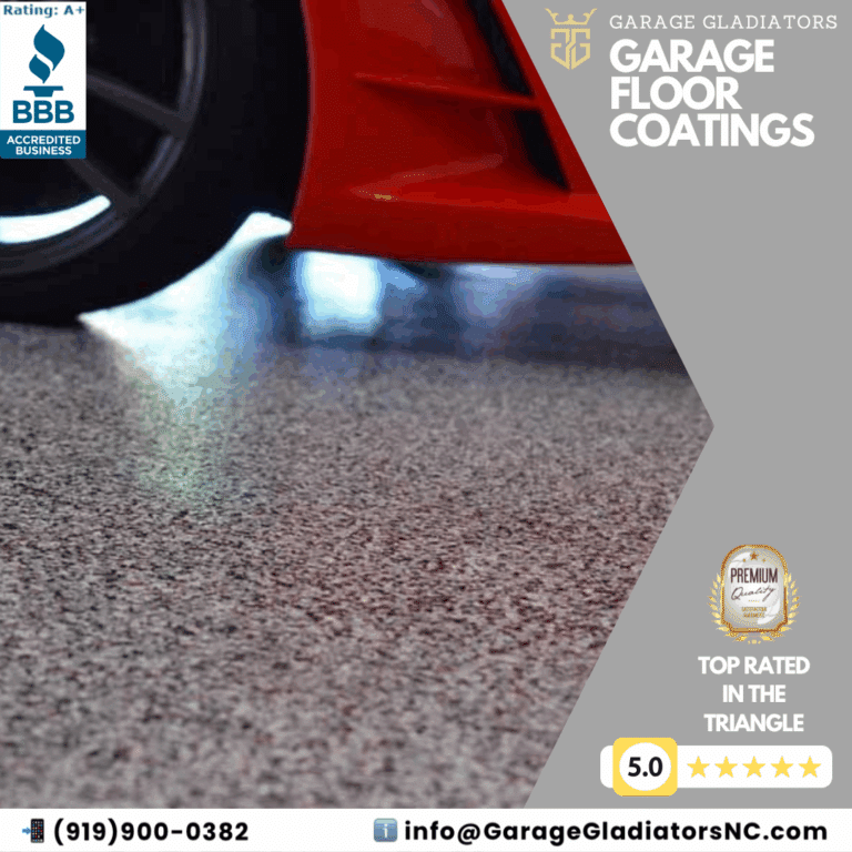 Garage Floor under Red Car